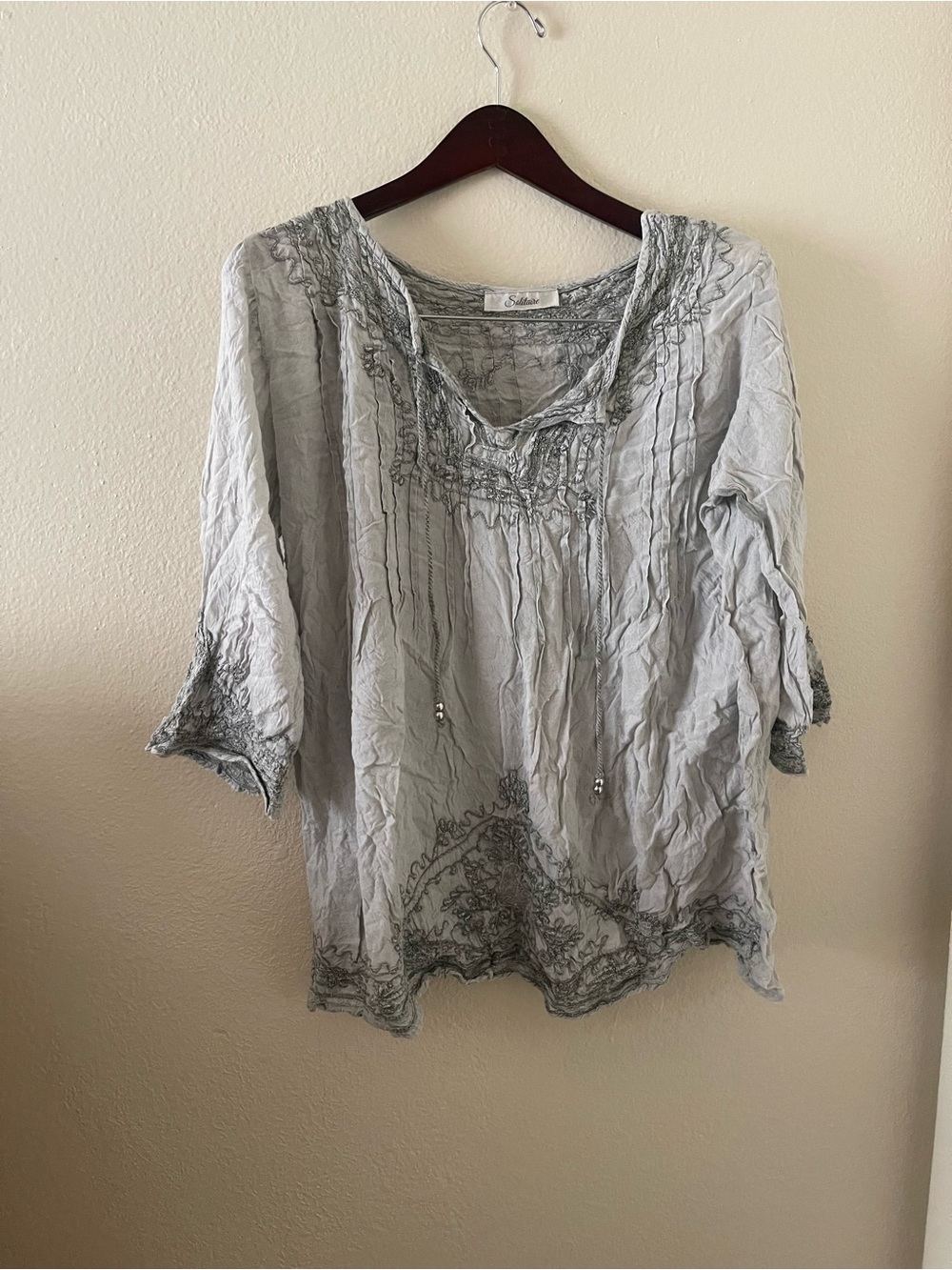 Embroidered Lightweight Peasant Top